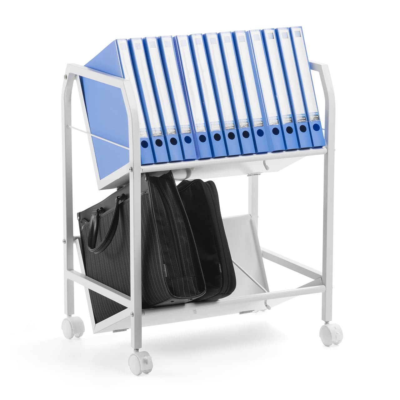 ファイルワゴン2段　キャスター付スチールラック　EZ1-WG003W Amazon | イーサプライ ファイルワゴン 2段 A4対応 キャスター付 本